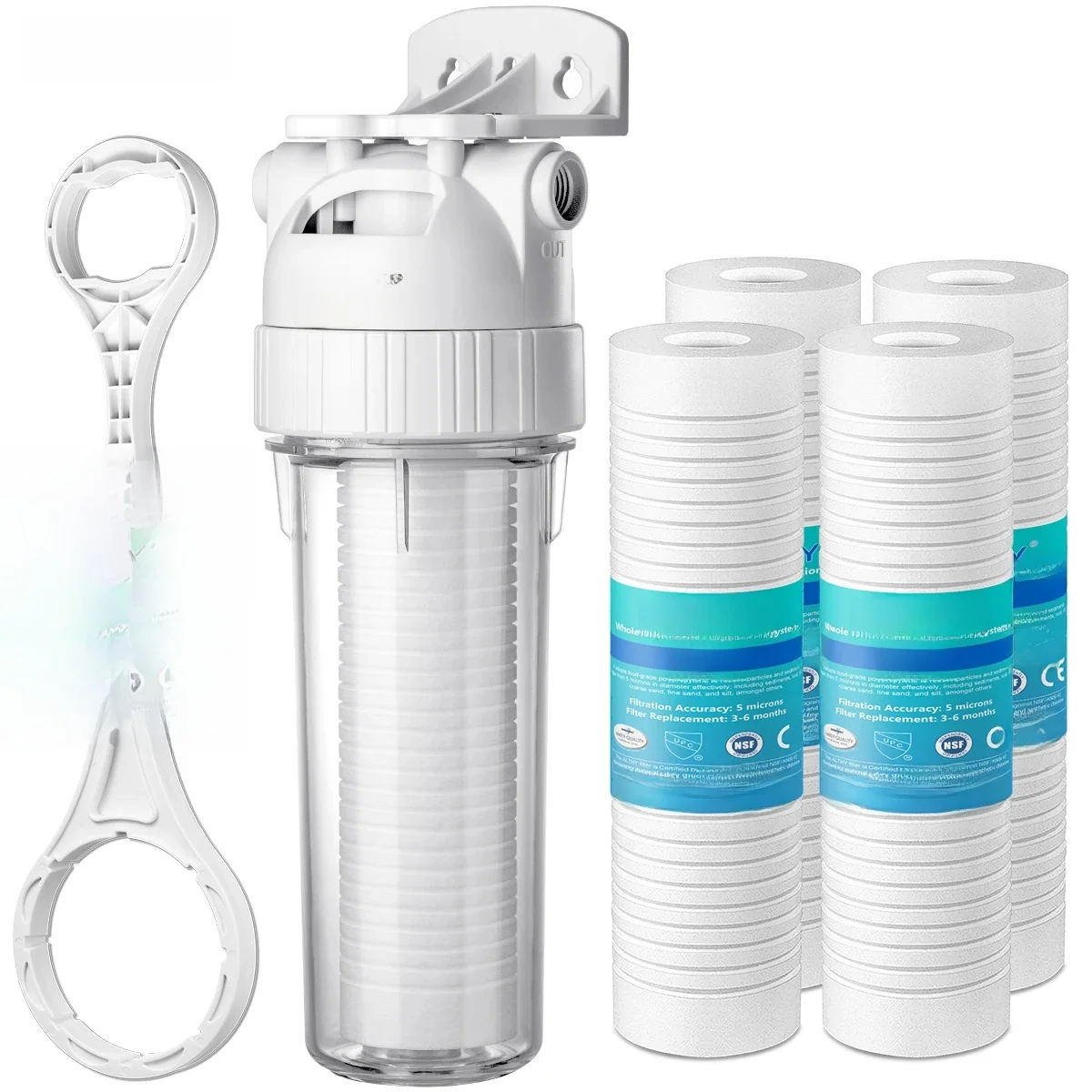 ALTHY 5-Mikron-Sediment-Wasserfiltersystem für das ganze Haus, Vorfilter, Luftreiniger, 10-Zoll-PP-Baumwolle, Vorfilter