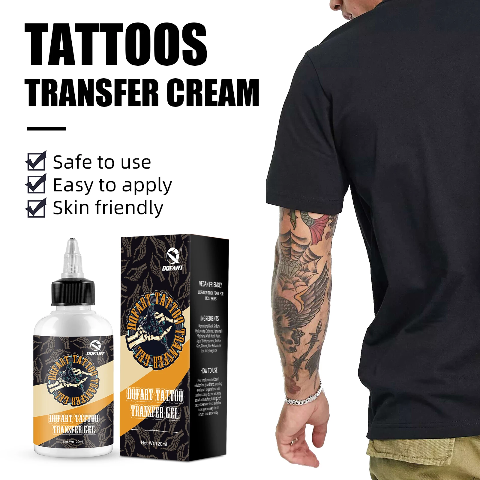 DQFART żel do transferu tatuażu 120ML (4OZ) narzędzia pomocnicze do tatuażu użyj z papierem transferowym wysokiej jakości żel transferowy narzędzia do tatuażu