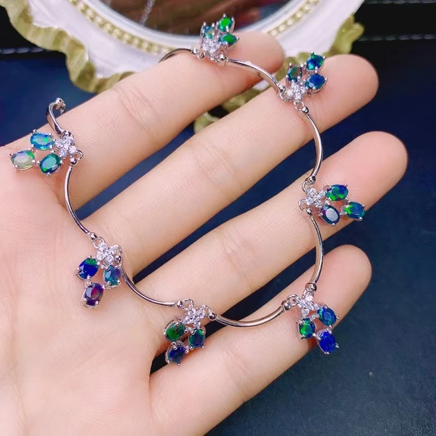

High-end Jewelry 100% Natural Gemstone 925 Sterling Silver Color Opal Ladies Necklace Clavicle Chain Party Gift Marry Wedding