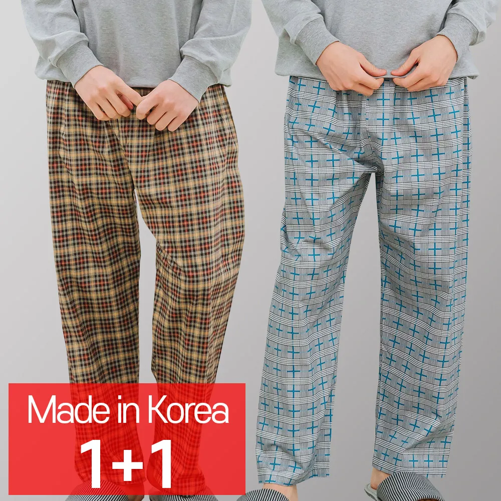 [CALL RA S](1+1 2 pieces) Men's check pajamas/olechekeu+sibjabeulluchekeu/Korean domestic/special cotton/pajamas  //night wear/sleepwear/couple pajamas