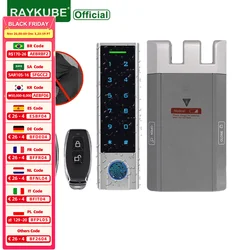 RAYKUBE Electronic Fingerprint Smart Door Lock Kit Anti-theft Invisible Interior Lock With Remote Controller For Self Defense