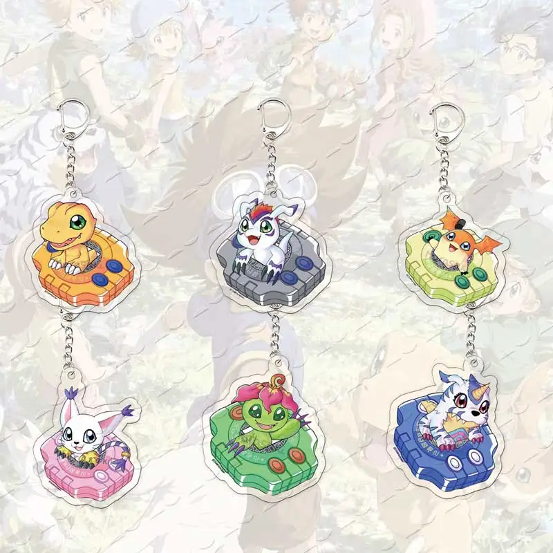 Porte-clés en acrylique populaires Digimon, anime des années 90, pour les monstres Tai, Karis, Agumon, Terriermon, bijoux, cadeau pour les fans