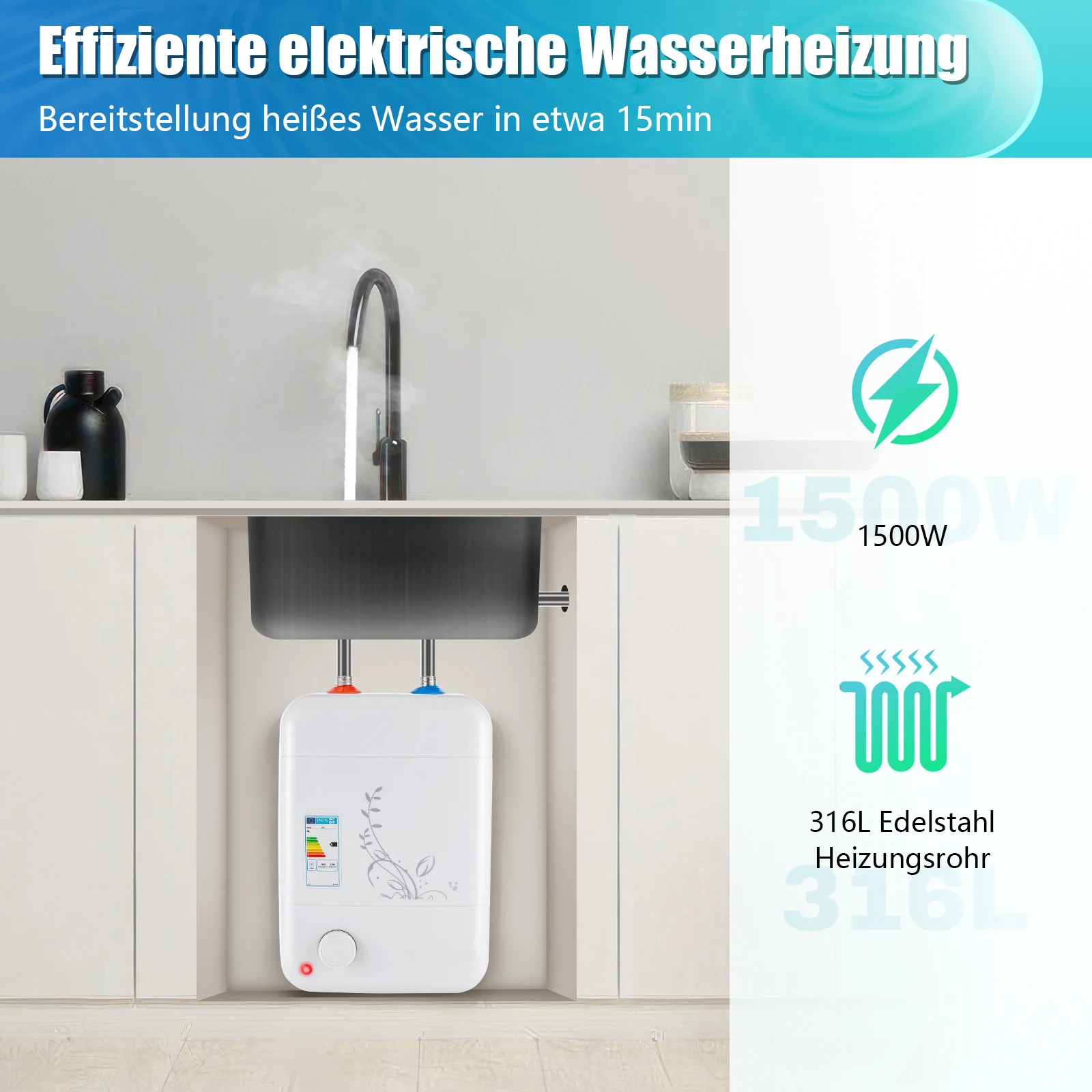 8L Druckbeständige Unterbau-Heißwasserspeicher Kospel Kleiner Kessel 1500W Hotsale – Detail 1