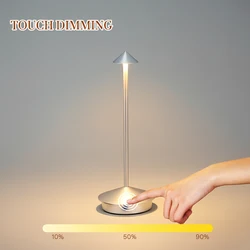 Cordless Table Lamp Portable LED Desk Lamp Mordern Rechargeable Nightstand Lamp in Aluminum Dimmable Table Light Indoor Outdoor