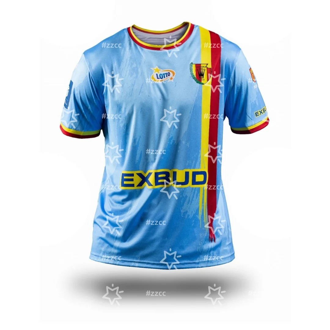 25-26 Ekstraklasa Korona Kielce المنزل لكرة القدم جيرسي الخريف الرياضة الجافة بسرعة تي شيرت رجالي ملابس الأطفال المحملة Y2k امرأة #2