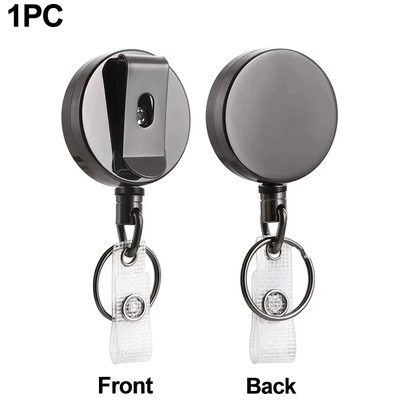 1/2PCS Heavy Duty Retractable Metal Wire Keychain Pull Badge Reel ID Lanyard Name Tag Card Badge Holder Reel Key Ring