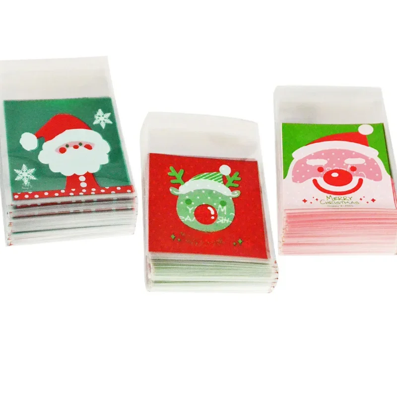 50/100 stücke Cookie Geschenk Taschen Weihnachten Santa Claus Schneemann Snacks Cookie Kunststoff