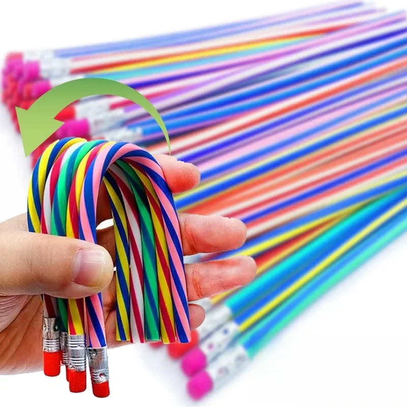 Crayon magique flexible et souple avec gomme, nouveauté créative colorée, crayons courbés pour enfants étudiants, cadeau fournitures scolaires