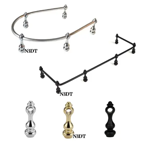 Zinc Alloy Silver Gold Black Guardrail Stand Bracket For Serving Cart Wine Tea Trolley Shelf Rack Storage