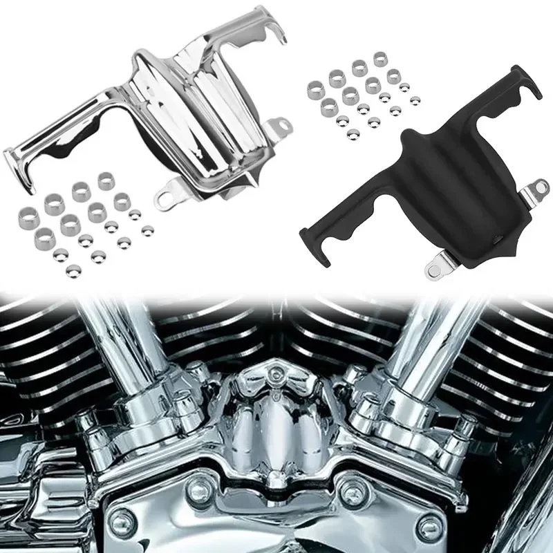 Chromowana czarna osłona akcentująca / blok podnośnika do Harley Twin Cam Street Tri Glide Road King Street Glide Dyna Breakout 00-17 — zdjęcie 2