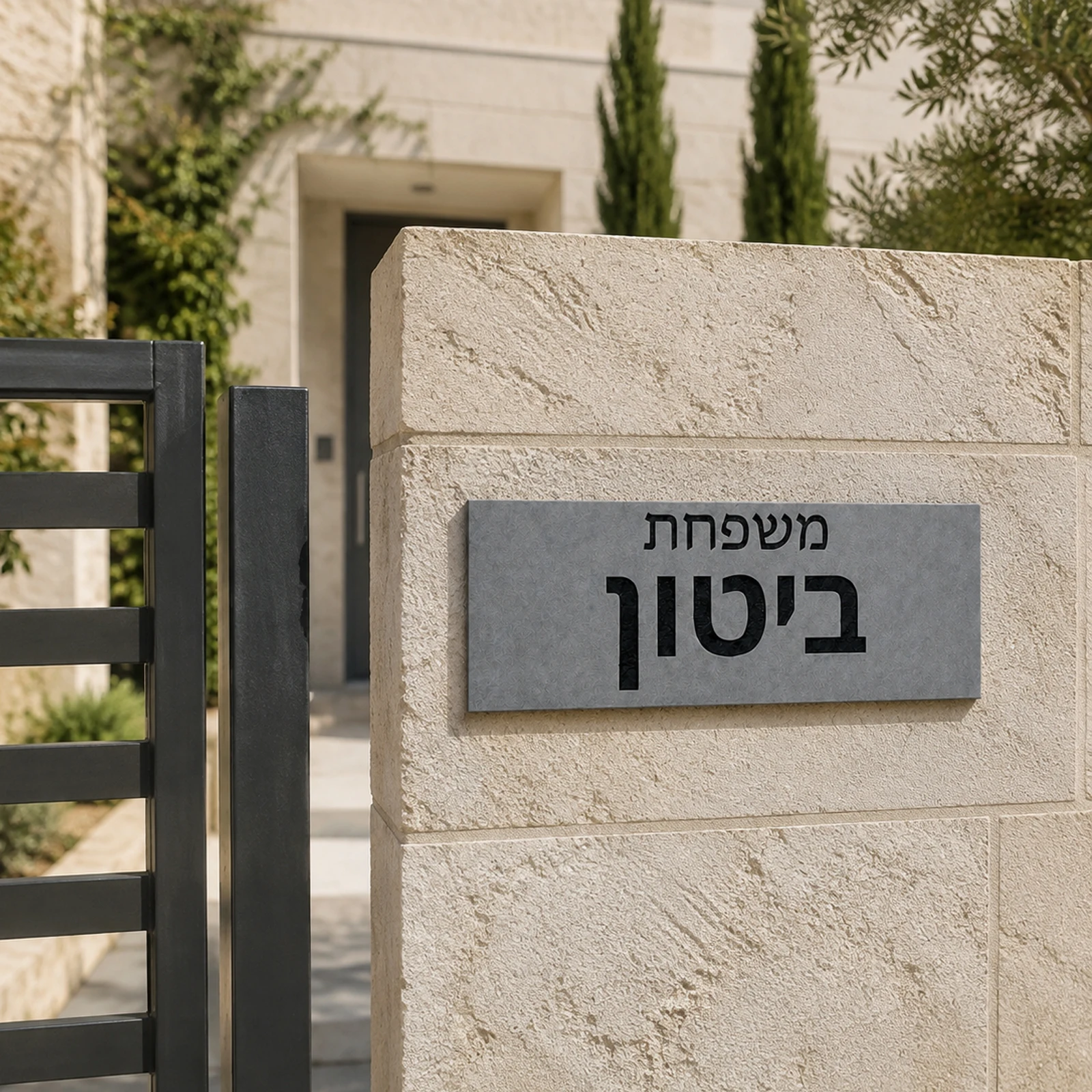 Customizable Hebrew House Sign Personalized Name Number Icon Large Outdoor Address Plaque Housewarming Gift Home Decor 29x10cm
