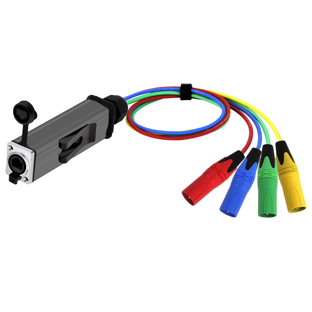 Receptor Multi Rede para Conversor RJ45 Cabo de Extensão de Áudio Adaptador para Estúdio de Palco e Gravação XLR, 4 Canais, 3Pin