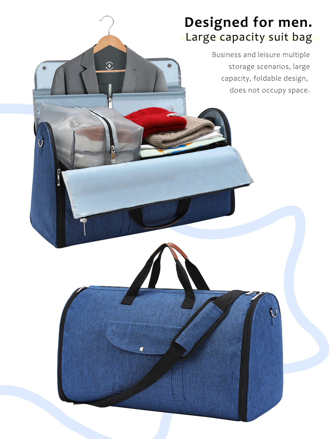 

1 piece large-capacity foldable clothing luggage bag for travel clothes storage, suitable for both men and women.