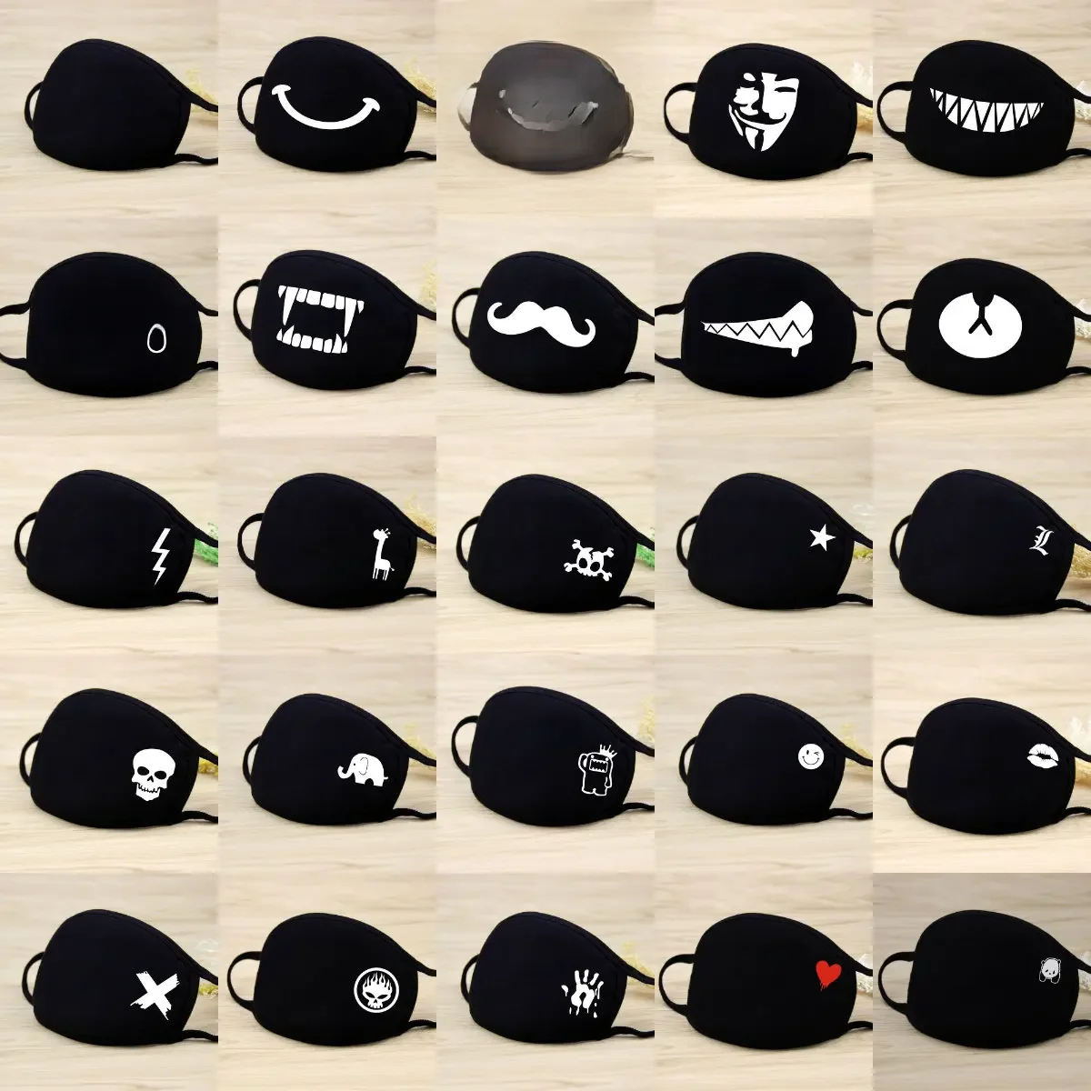 AliExpress 1PCS Unisex Black Cotton Mouth Mask Reusable Mask Dustproof Washable Face Mask Anime Masks For Cycling Camp Mascarillas