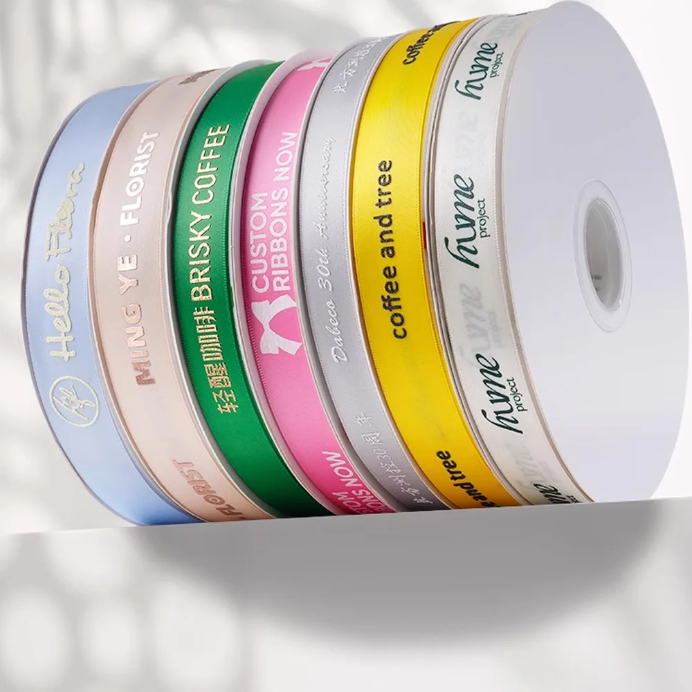 

Factory high quality cotton ribbon with logo customized printing Branded Custom Logo Printed Packing Tape With Company Logo