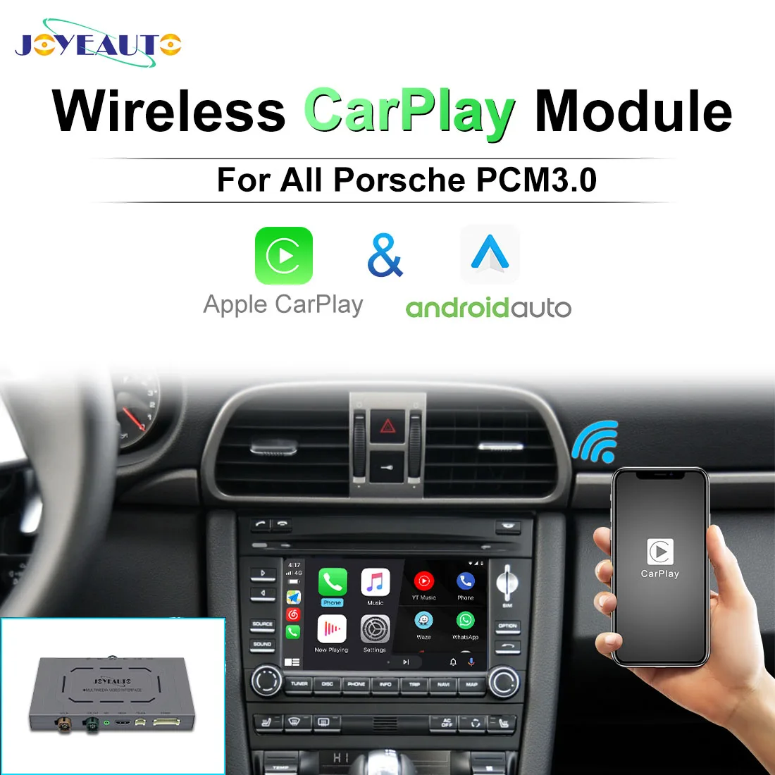 

Joyeauto Wireless Apple CarPlay PCM3.0 Android Auto Module Decoder Box For Porsche 911 Panamera Cayenne Bosxter Macan 2009-2012