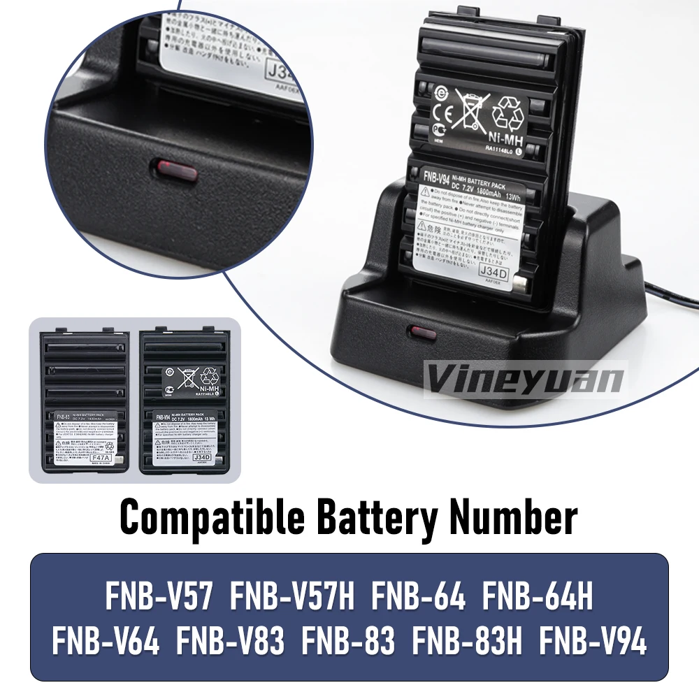 CD-47 Caricabatterie Per Yaesu Vertex FT-60R FT60 VX 160 VX 168 VX-120 VX-150 VX-180 VXA-220 FT-270R HX270 HX270S HX370S Radio FNB-83