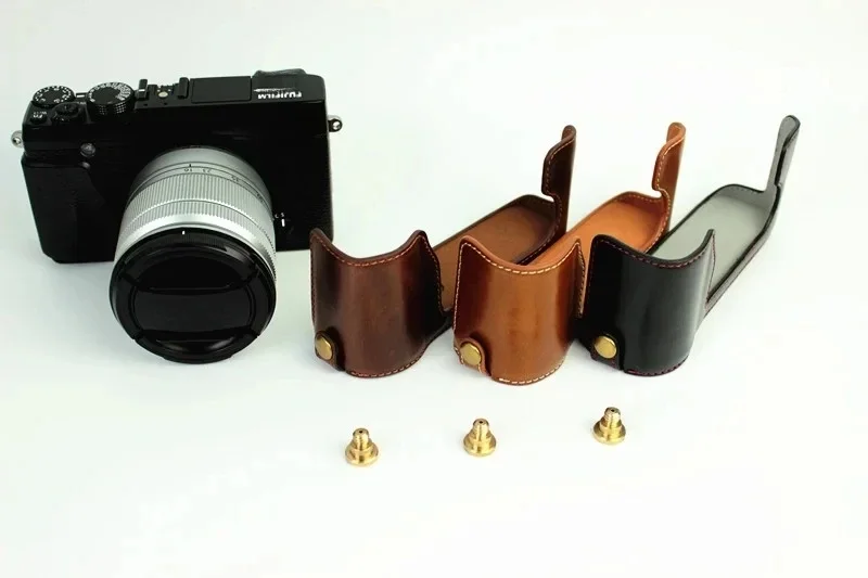 Modna torba na aparat fotograficzny do Fujifilm XE2 X-E2 X-E1 XE1 PU skórzany pokrowiec na pół korpusu z otworem na baterię — zdjęcie 2