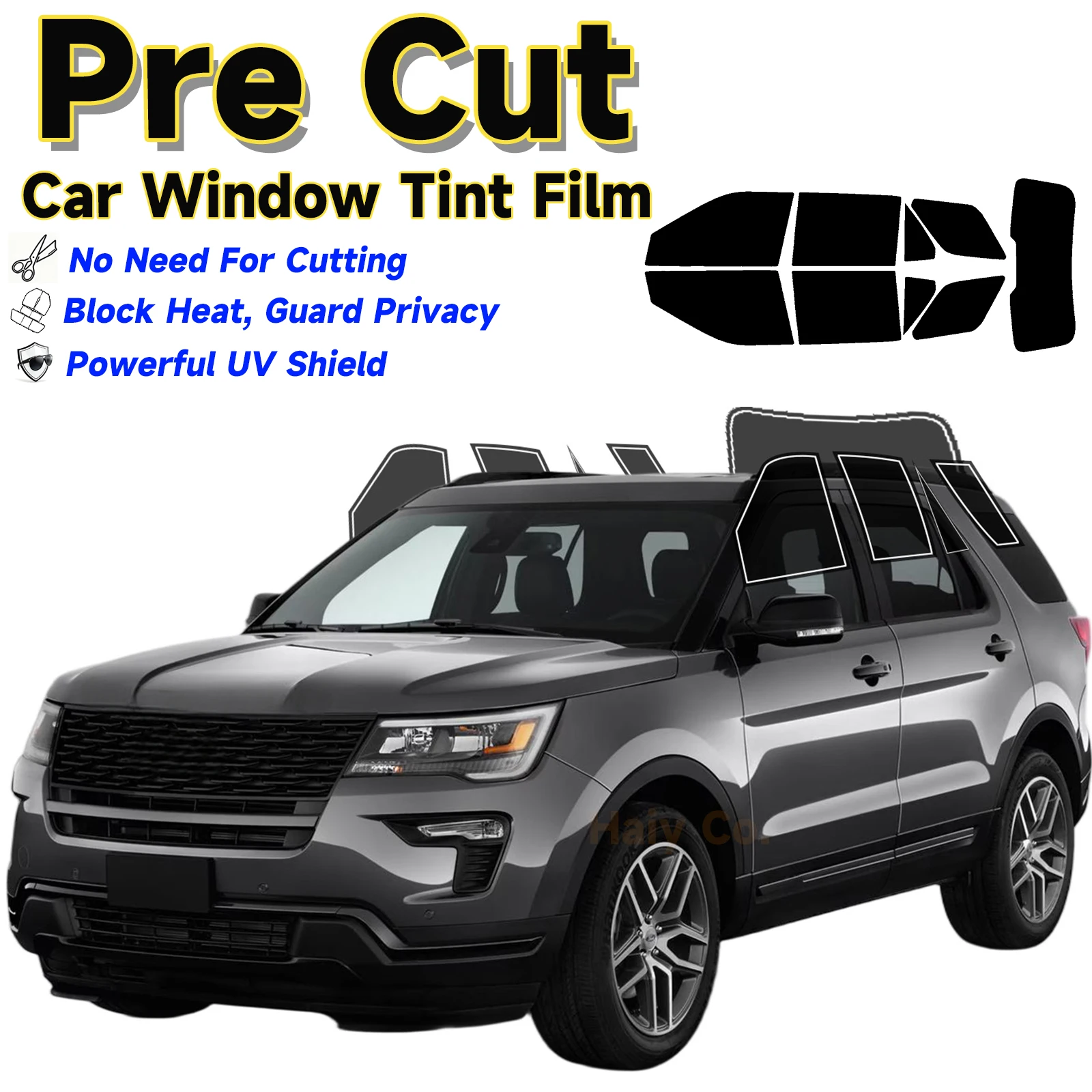 

Precut Window Tint Car for Ford Explorer 2011-2019 Sun Uv-Ir Blocking Heat & Glare 2Ply Window Protector Privacy Films Shade