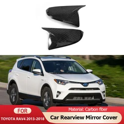 Carbon Fiber Exterior Side Car Rearview Mirror Cover Trim Accessories for Toyota RAV4 XA40 MK4 2013 2014 2015 2016 2017 2018