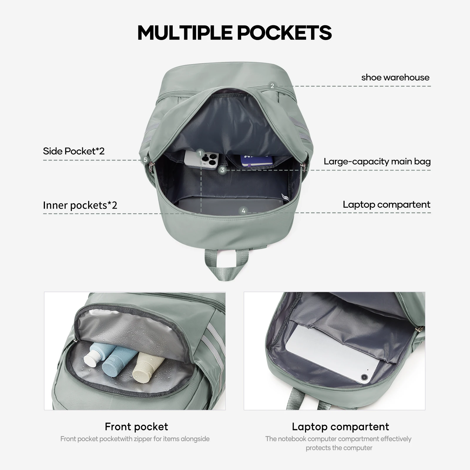 Gym Backpack for Women with Shoes Compartment, Large Women Travel Backpack Waterproof, Sport Swimming Yoga Athletic Backpack