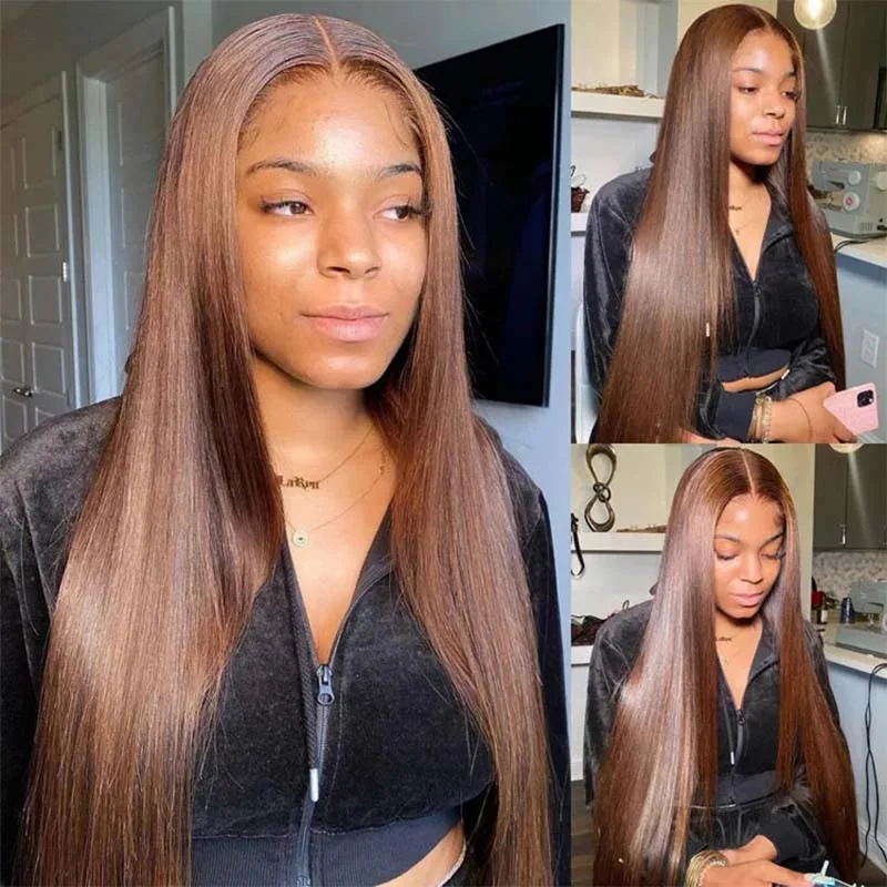 

Straight Hair Wire Hair Extensions Real Human Hair #4 Brown Wire Human Hair Extensions