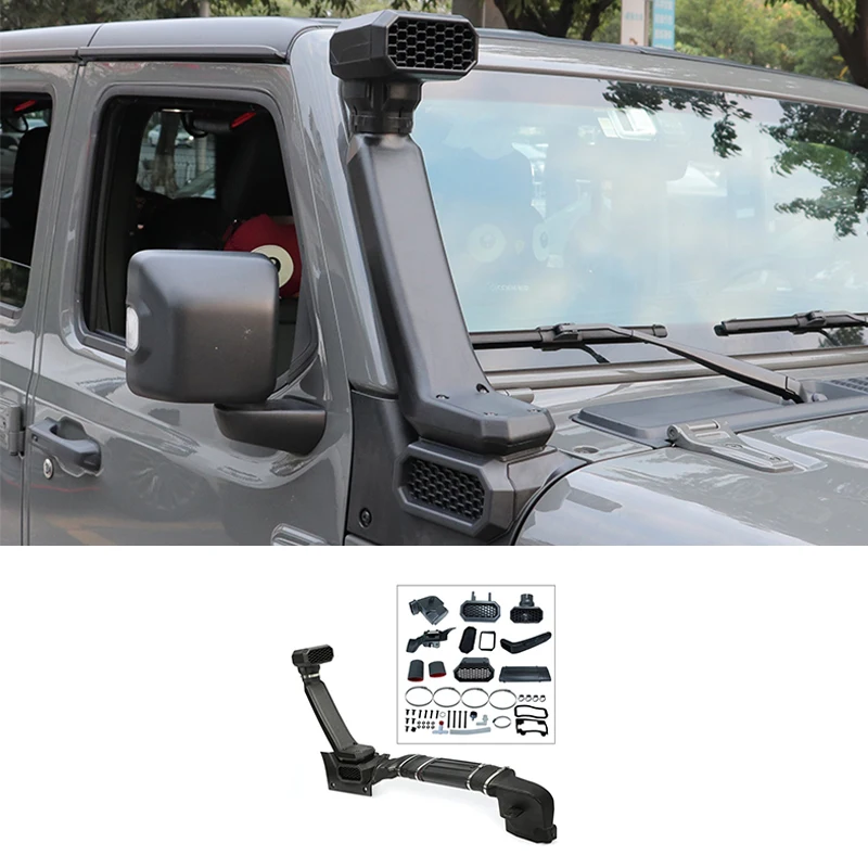 Zestaw snorkel do Jeep Wrangler JL JT Pick Up 2018-2023 ABS czarny wysoki niski system kompletny wlot powietrza