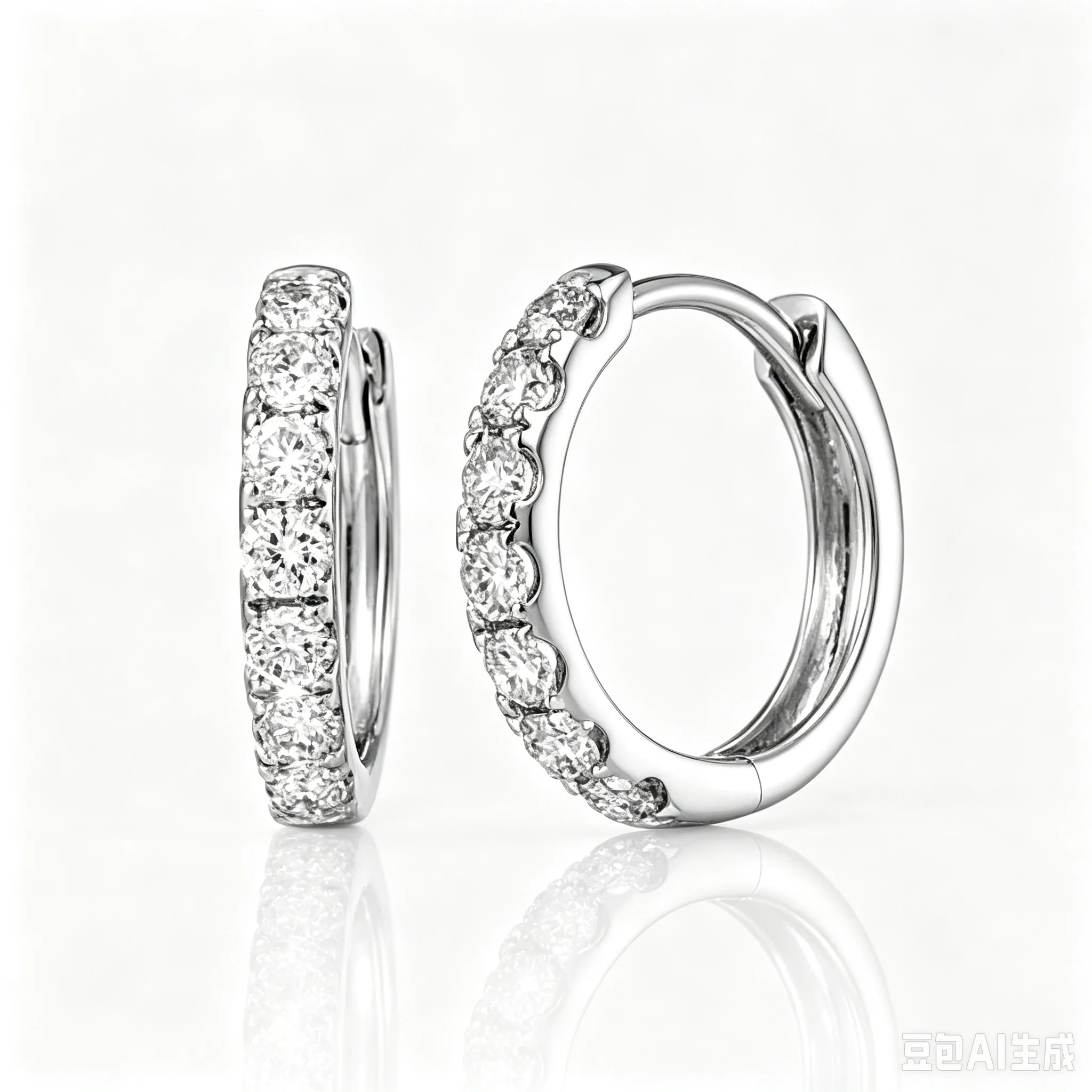 PT900 1.72g Round Pave Huggie Earrings Lab Grown Diamond CVD 0.36ct-14pcs NGTC Certified  Wholesale