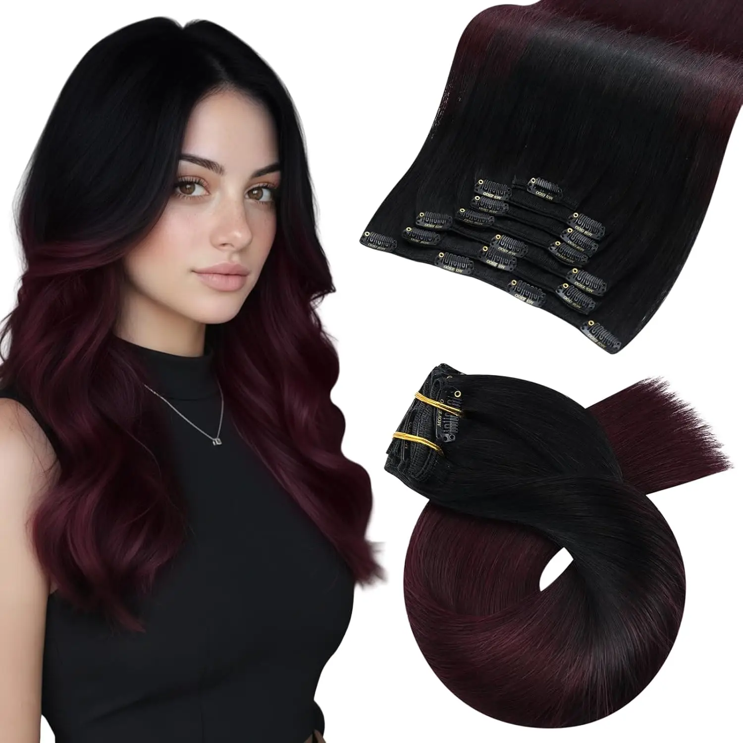 [Hot Koop] Moresoo Clip in Hair Extensions Echt Natuurlijk Haar Remy Straight Set 5 & 7 Stuks Braziliaanse Clip in Human Hair Extensions