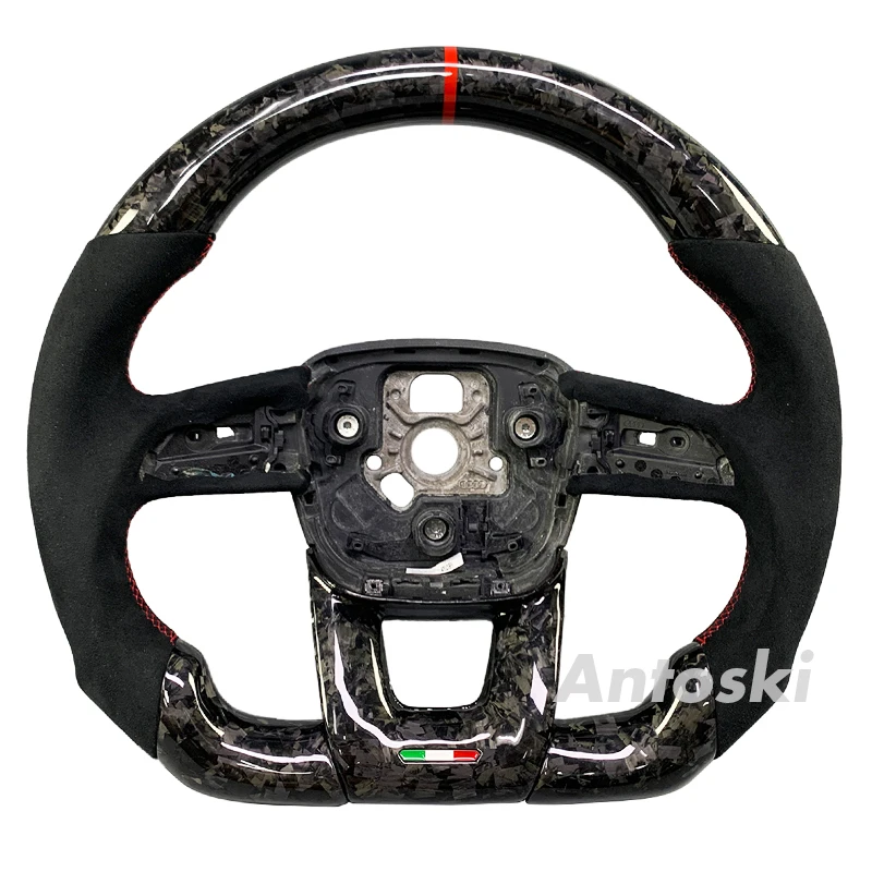 Sport Style Custom Black Suede Forging Carbon Fiber Steering Wheel for Lamborghini URUS HURACAN LP640 LP650 LP670 Car Interior