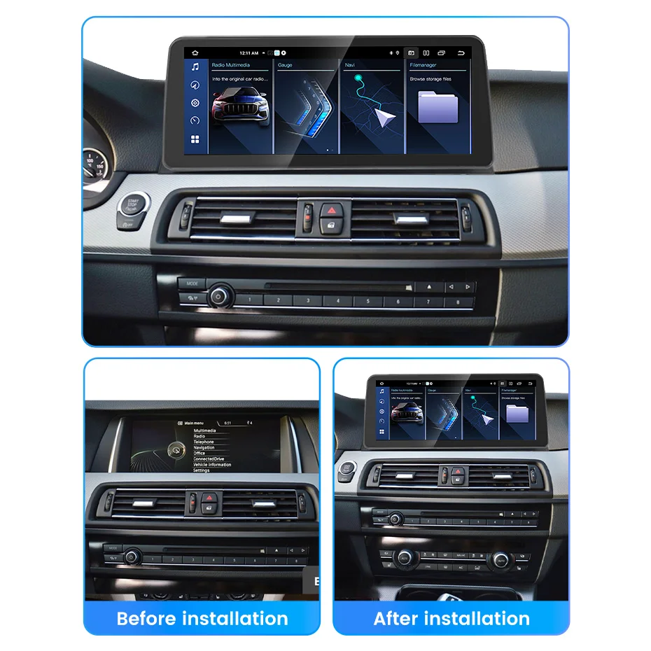 Reproductor Multimedia de vídeo para coche, Radio con navegación GPS, Android 13, 4G LTE, Carplay inalámbrico, para BMW serie 5, F10/F11/520, 2011-2016