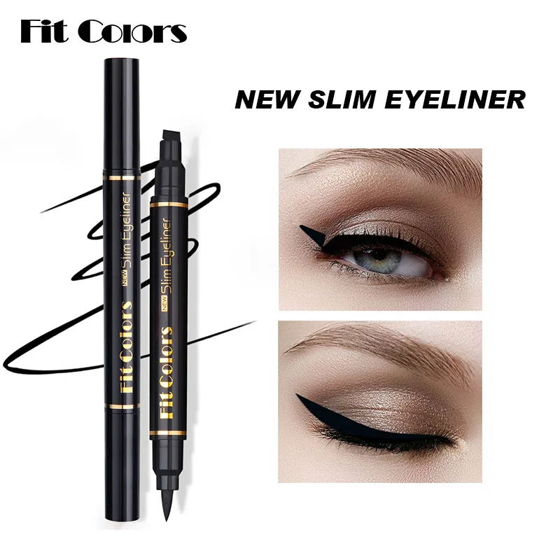 2 In1 Eyeliner Stamp Double-Headed Liquid Eye Liner Pen Waterproof Fast Dry Triangle Seal Eye Liner Long Lasting Eye Makeup Tool