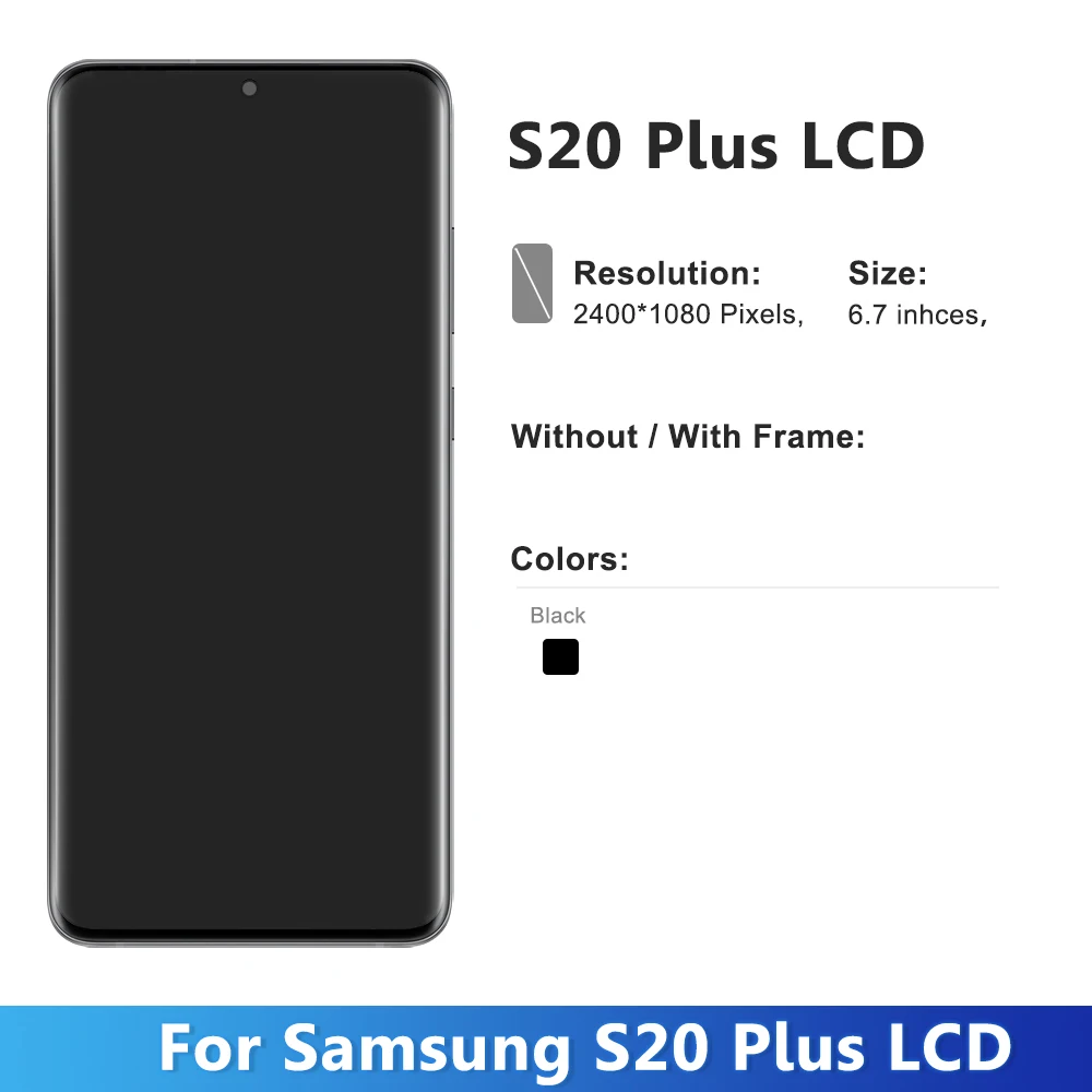 S20 Plus LCD G985F G986F/DS AMOLED lcd For Samsung S20 Plus Display 5G G986B/DS G986F Touch Screen Digitizer With Frame