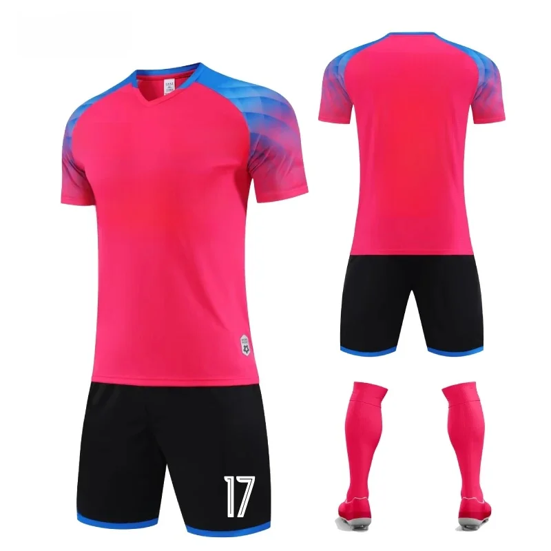 NIEUW Voetbalshirt Set voor Heren Roze Voetbal Trainingspak Jersey Kit Sneldrogend Ademend Man Team Training Voetbaluniform - afbeelding 2