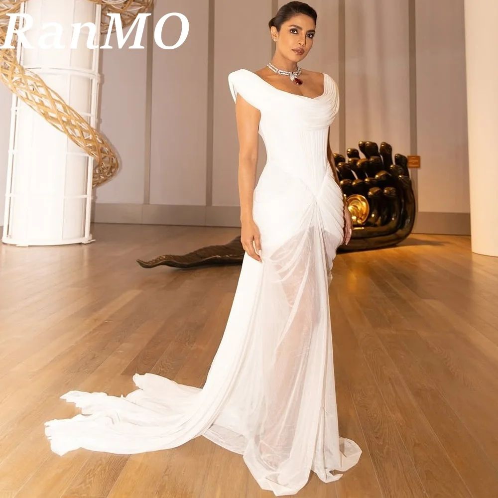 

Ranmo Длинные шифоновые вечерние платья по индивидуальному заказу с большим круглым вырезом и плиссировкой длиной до пола فساتين السهرة Платье для выпускного вечера для женщин