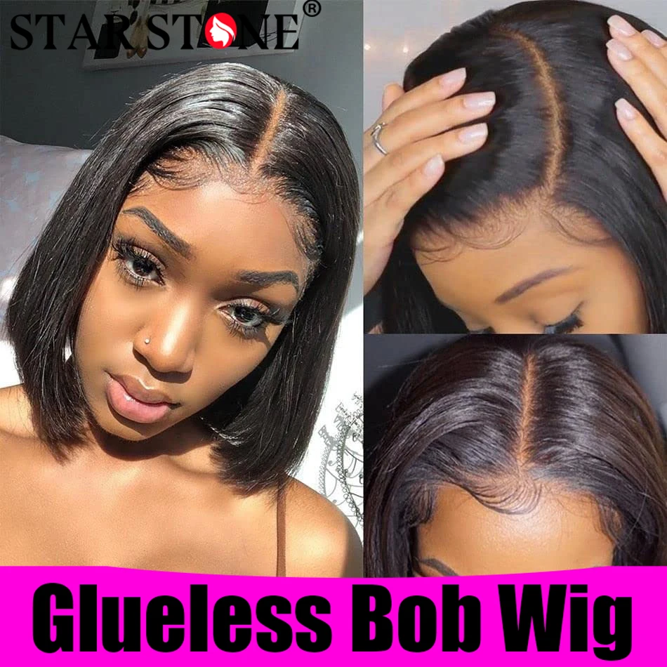 

Straight Bob Wig Glueless Wig Human Hair Ready To Wear HD 6X4 4X4 Lace Closure Wigs Human Hair Preplucked Baby Hair 180% Density