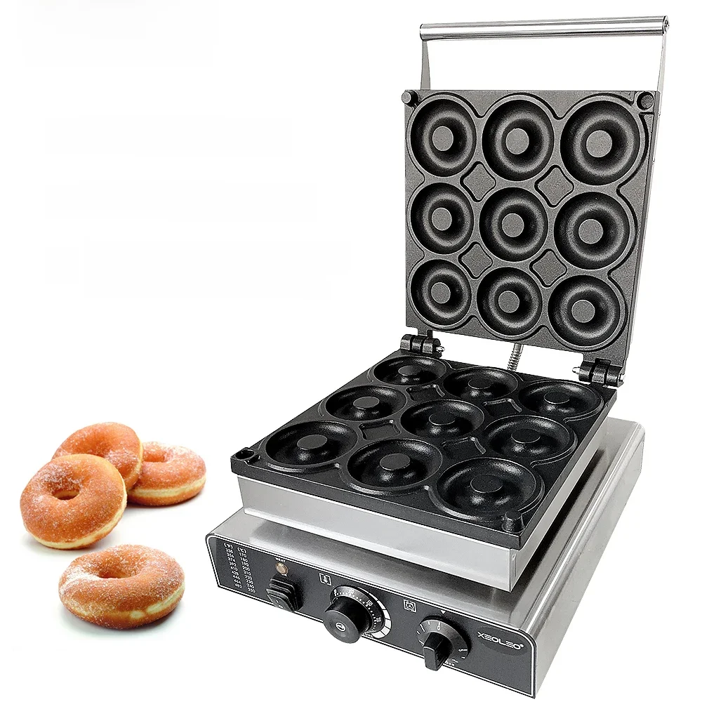 XEOLEO 9 Hole Electric Donut machine Commercial  Mini Donuts Maker 1300W Non-Stick 9CM Circle Rings Kitchen Appliance