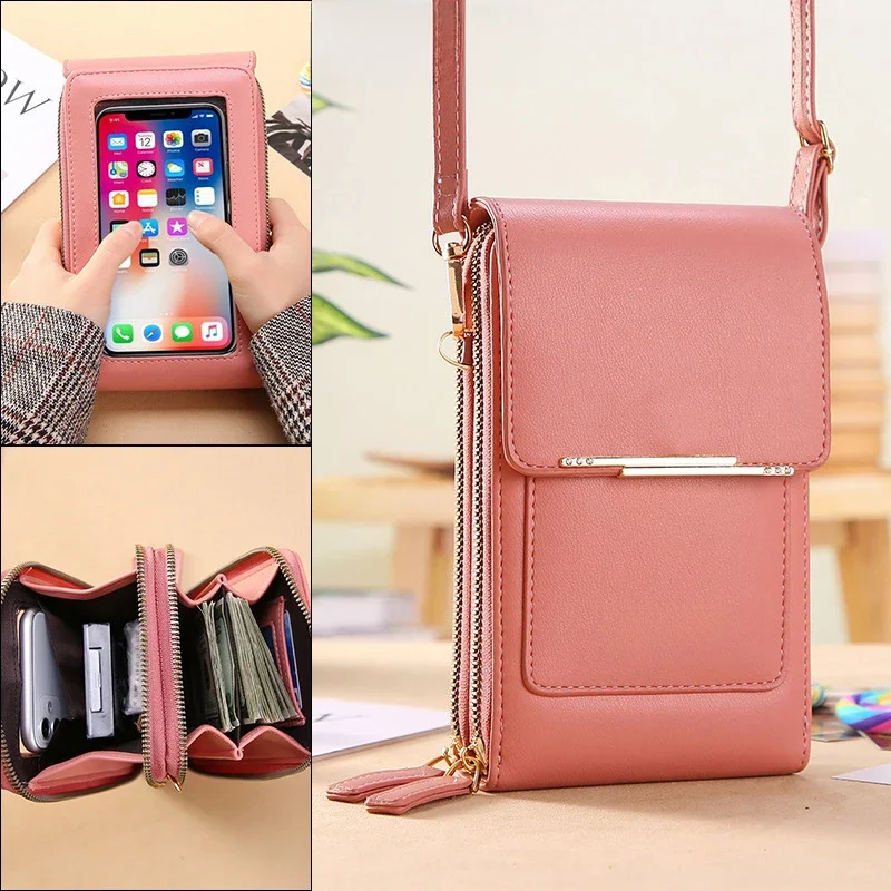 Buylor Mała Torebka na Telefon Komórkowy z Ekranem Dotykowym Miękka Skórzana Damska Torba na Ramię Portfel Etui na Karty Modna Torba Crossbody Torebka — zdjęcie 2