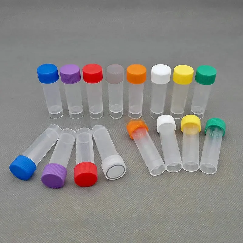 200 Stks/partij 5Ml Plastic Vriespijp Bevriezingsbuis Met Siliconen Pakking, Cryoviaal Met Kleurkap School Experimentbenodigdheden - afbeelding 2