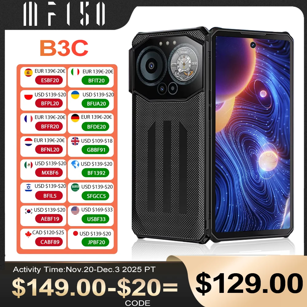 NEW IIIF150 B3C Rugged Phone  4GB+256GB Global Version Telephone Portable Dual Screen 50MP Camera 10800mAh Android 14 Smartphone