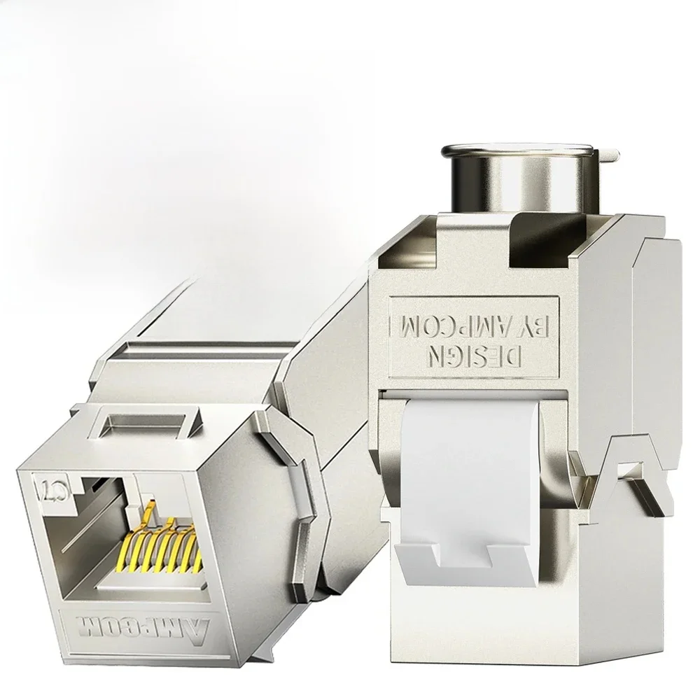 AMPCOM CAT7 RJ45 Keystone Jack, STP ekranowane narzędzie bez samoblokującego CAT8 cat6a Keystone stop cynku rj 45 moduł łącznika Adapter — zdjęcie 2