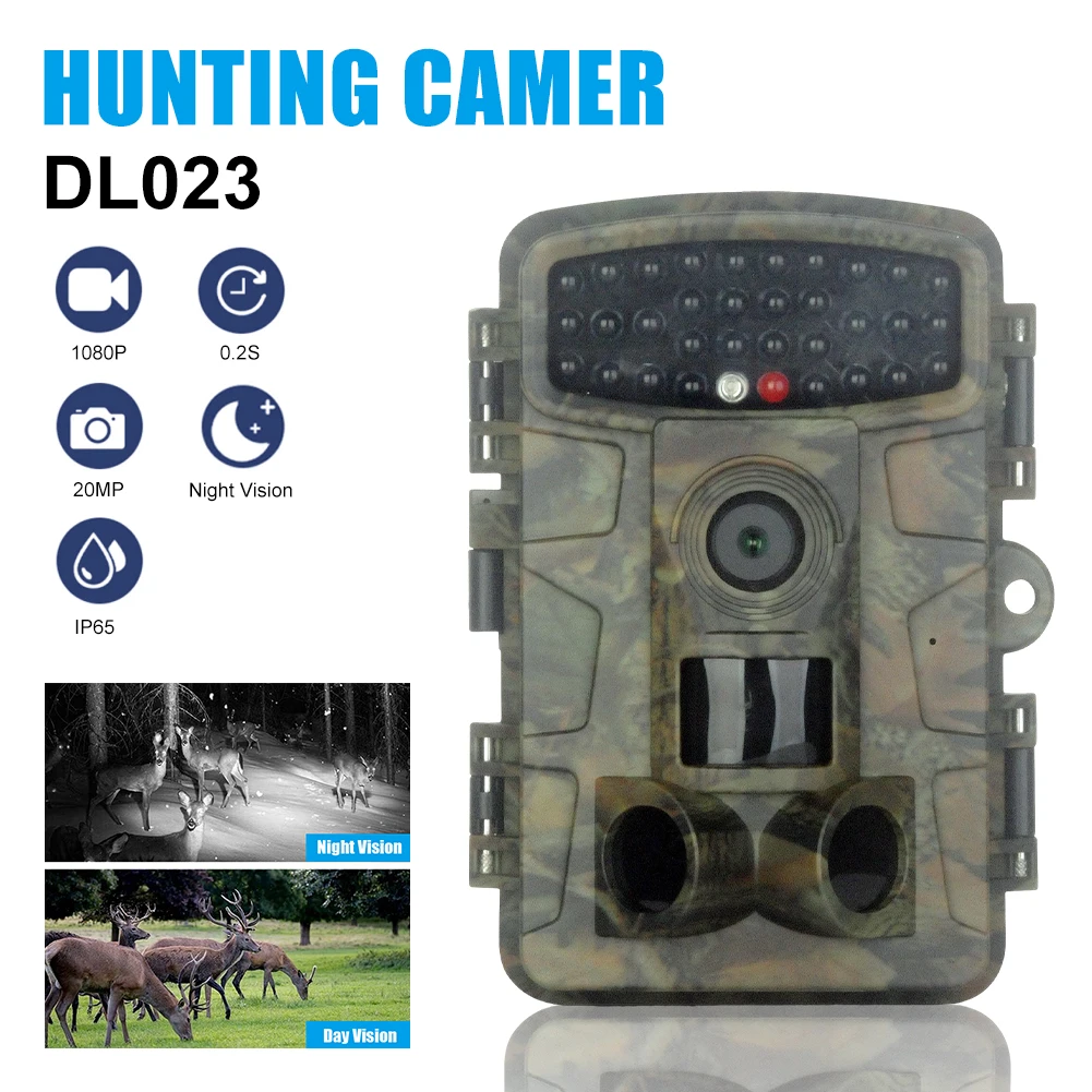 Hunting Trail Camera 20MP 1080P Night Vision 0.2s Trigger Time Timelapse Waterproof Outdoor Hunting Wildlife Observation Camera