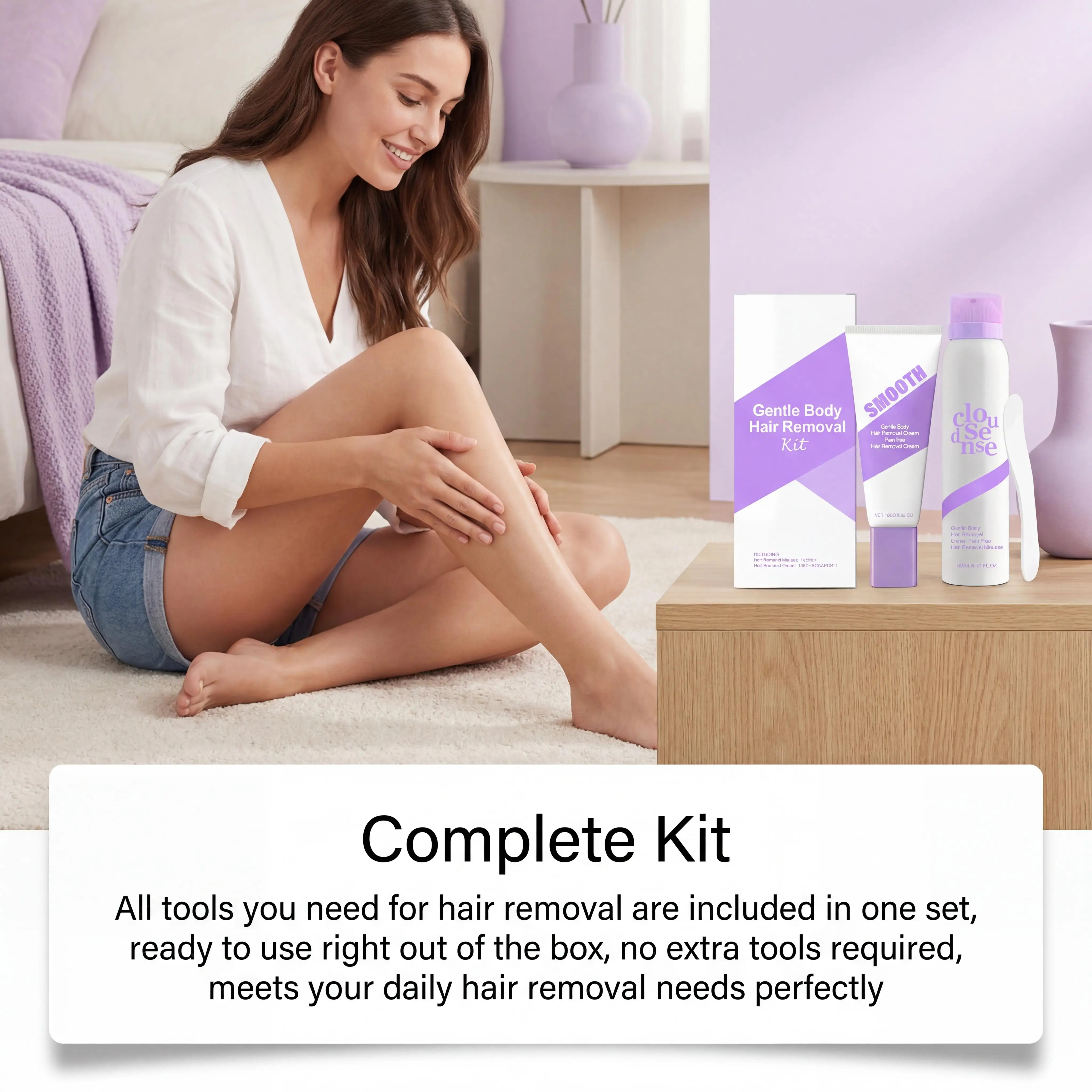 Hair Removal Spray Cream Set Fast-Acting Painless Gentle Depilatory for Chin Upper Lip Cheeks Includes 100 Cream with Scraper + 140ml Smooth Spray