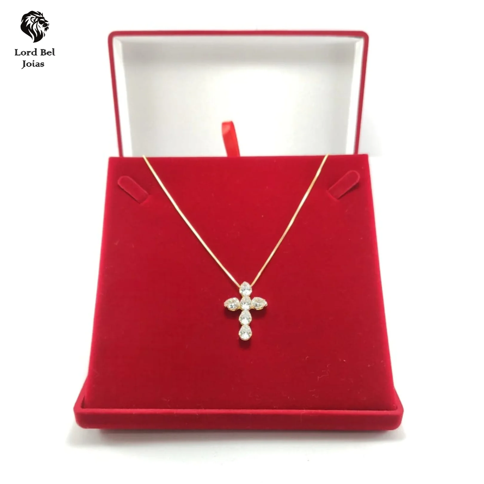 Gold Plated Zircania Cross Pendant Necklace-Women's Gold Plated Chain 20-thousandth Gold