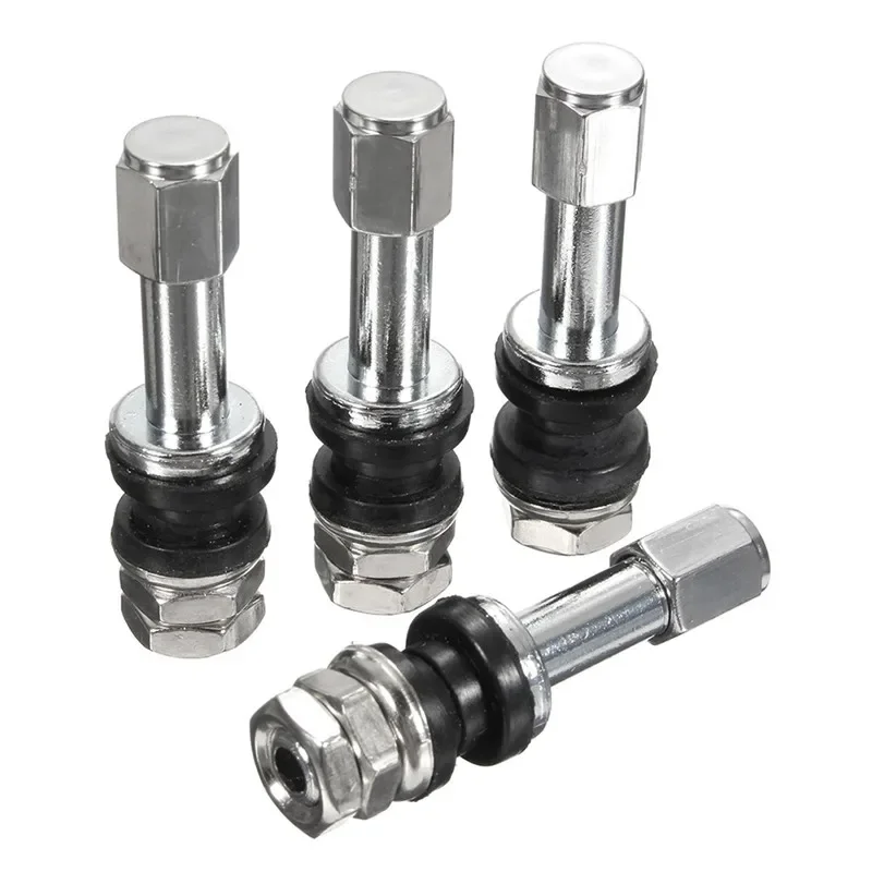 4szt TR48E Bolt-in Auto Car Tubeless Wheel Tire Valve Stems Dust Caps Black — zdjęcie 2