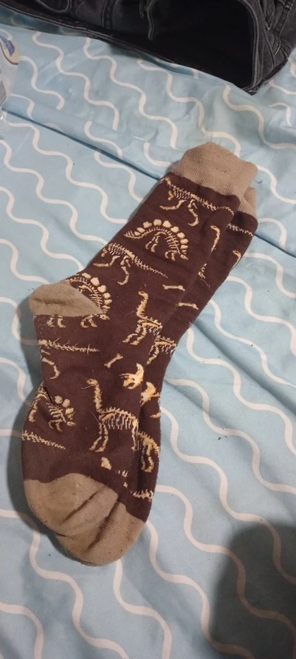 1 Pairs Casual Cotton Socks Men's Dinosaur Skeleton Print Crew Socks,Novelty Retro Fossil Pattern Mid-Calf Socks For Men photo review