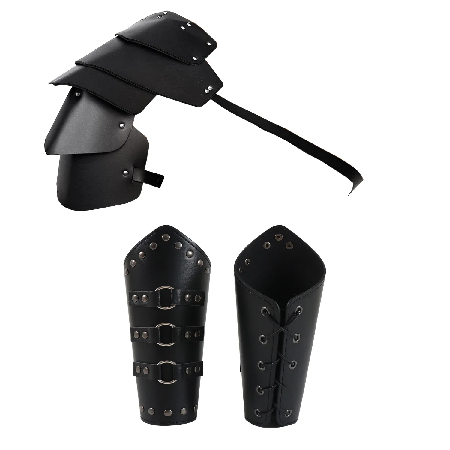 Chevalier médiéval une épaule armure Rivet bracelet ensemble rétro Punk épaule armure Viking guerrier Cosplay carnaval Costume