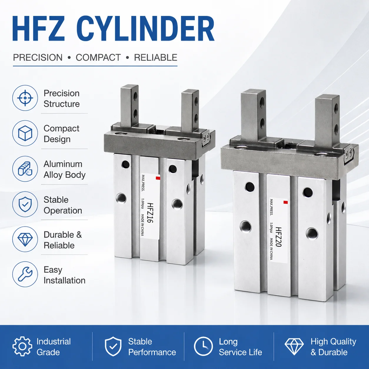 Image of Airtac Typ Pneumatischer Parallelgreiferzylinder Fingerzylinder Doppeltwirkender Greiferzylinder HFZ6 HFZ10 HFZ16 HFZ20 HFZ25