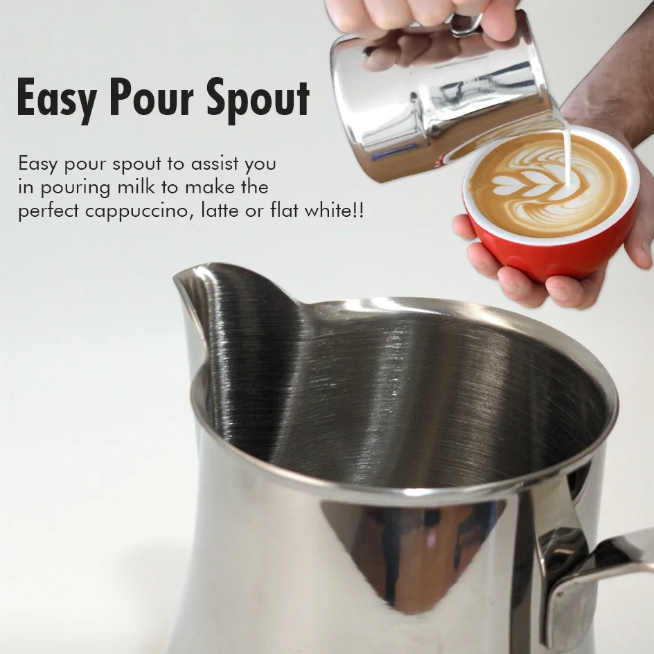 Coffee Milk Jug Easy Pour Spout Espresso Milk Cup Stainless Steel Europa Professional Milk Pitcher Steaming Jug 300/500/700ml