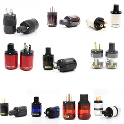 Pair US Power Plug Male Female IEC 320 C15 Rhodium Plated/Gold Plated Copper Connector